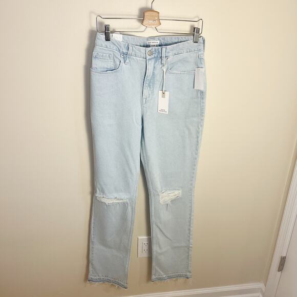NWT Good American Good Icon Jeans Distressed Size 8/29 Light Wash - Picture 7 of 9